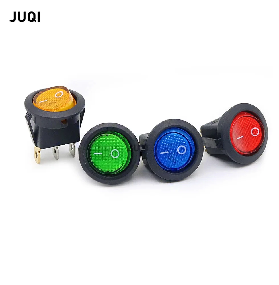 4Pcs 12V/220V Led Switch 16A 12V Light Switch Power Switch Car Button Lights ON/OFF 3pin Round Rocker Switch KCD1