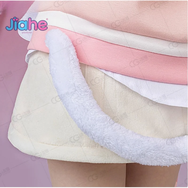 프로젝트 Sekai 다채로운 무대! feat.Miku 코스프레 Mizuki Akiyama Amia mzk 의상 할로윈 핑크 조끼 셔츠 양말 테일 여성 세트