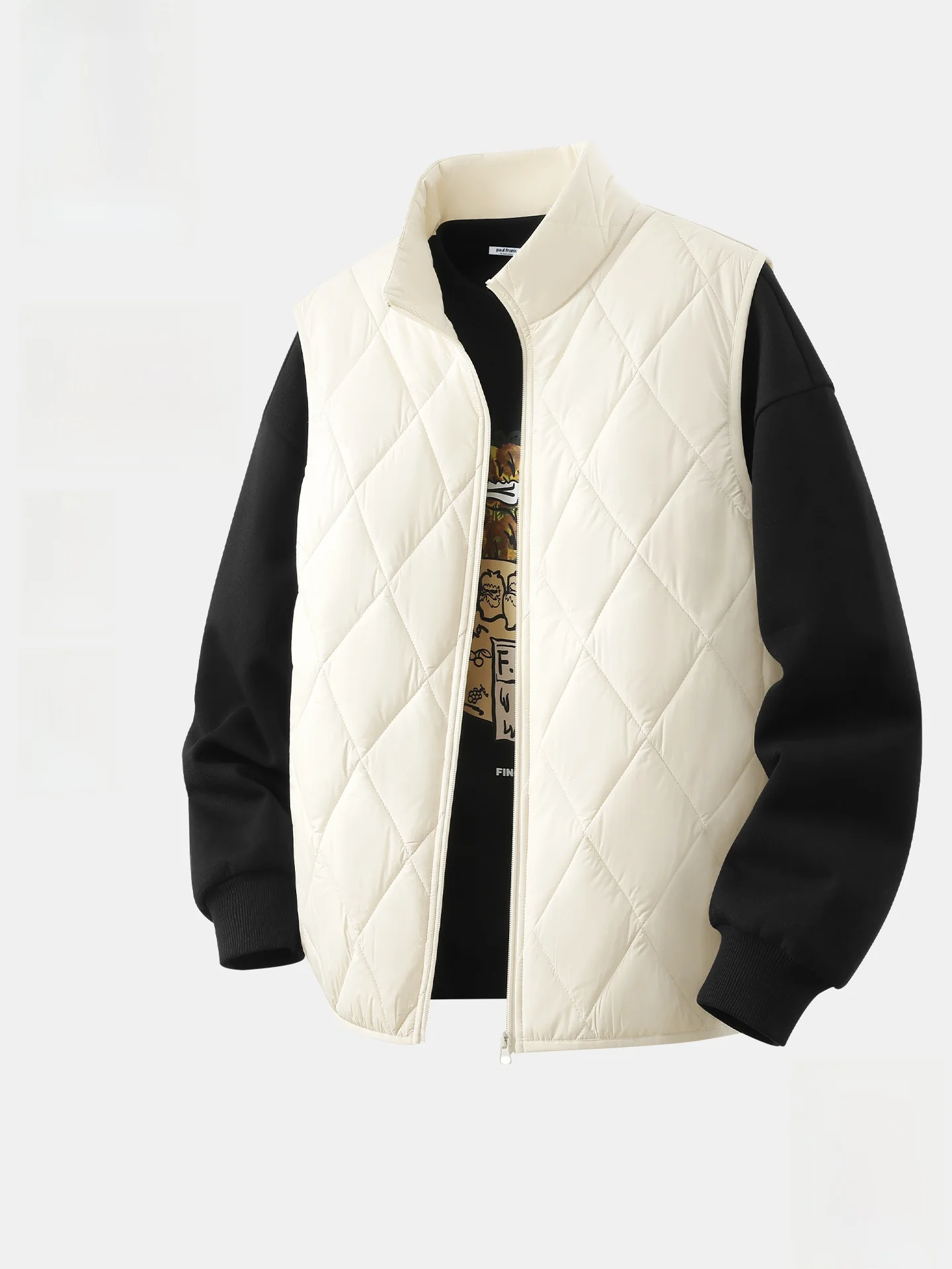 

Monkey Thiened Diamond id Cotton Vest Men's Winter Faion Stand Collar Open Cardigan oulder Trendy X