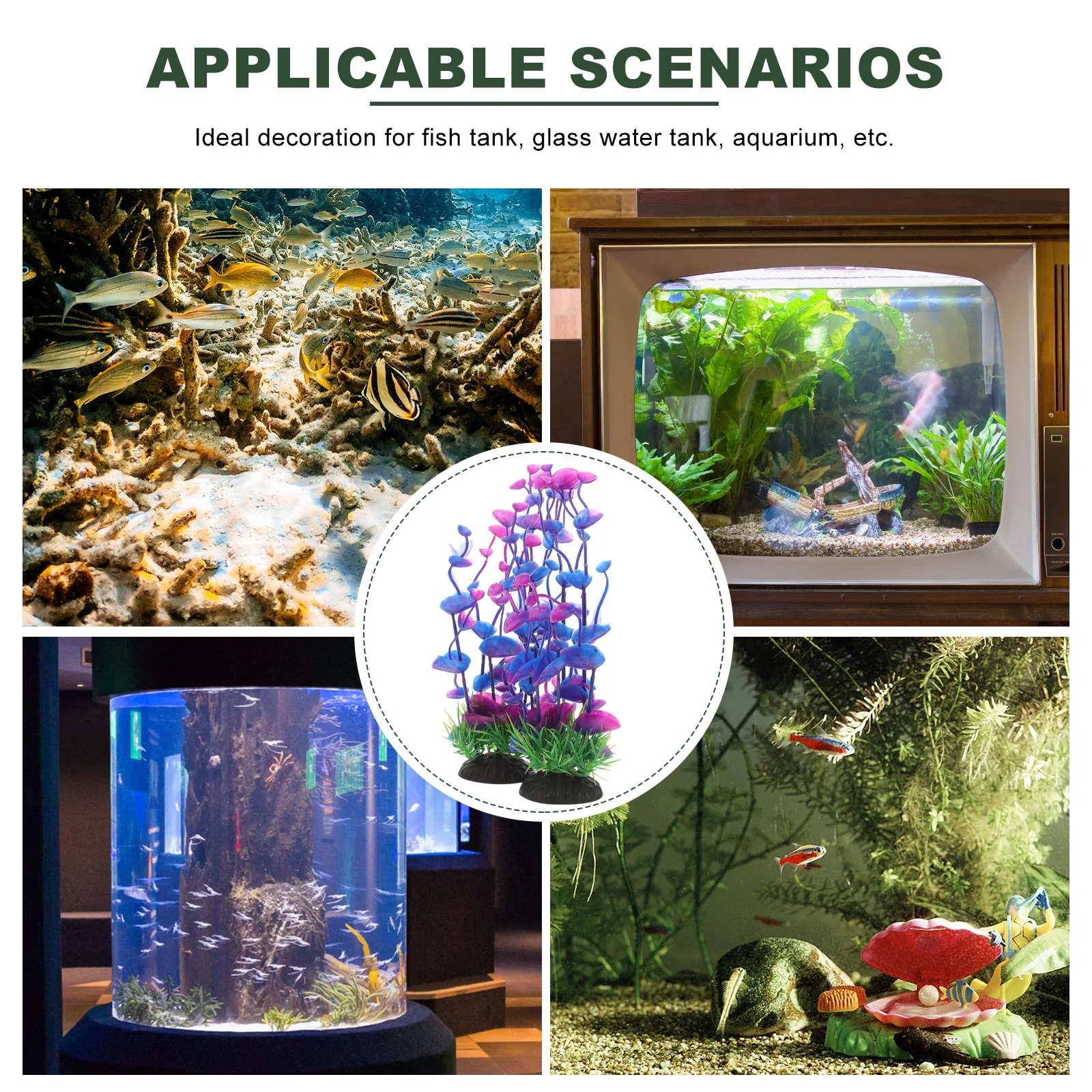 

2Pcs Plastic Aquarium Fake Plants Betta Fish Tank Decorations Water Plant for Reptile and Fish Tank Accessories