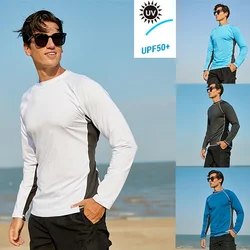 Men's Swimwear Loose Split Long Sleeve T-Shirt Summer Sun Protective Top Outdoor Hiking Surf Swimming Dive Suit Topdropshipping