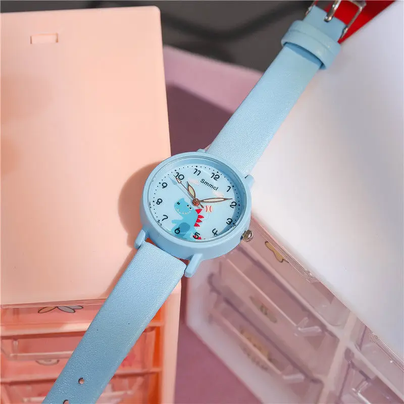 Korean Fashion Cute 2023 New Children\'s Watch Soft Leather Quartz Glow Clock Boys and Girls\' Watch Relogios