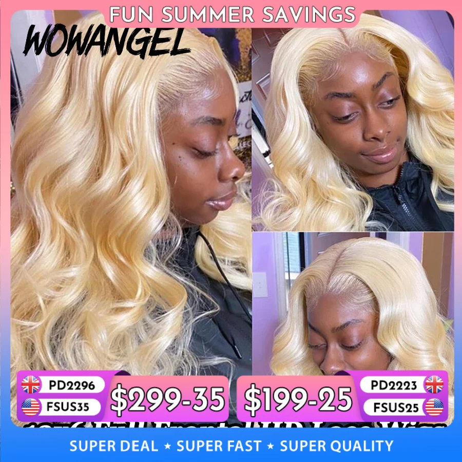 32inch 250% 13x6 HD Lace Frontal Wigs Melt Skins Natural Scalp 613 Blonde Body Wave Wig HD Lace Closure Human Hair Wigs Glueless