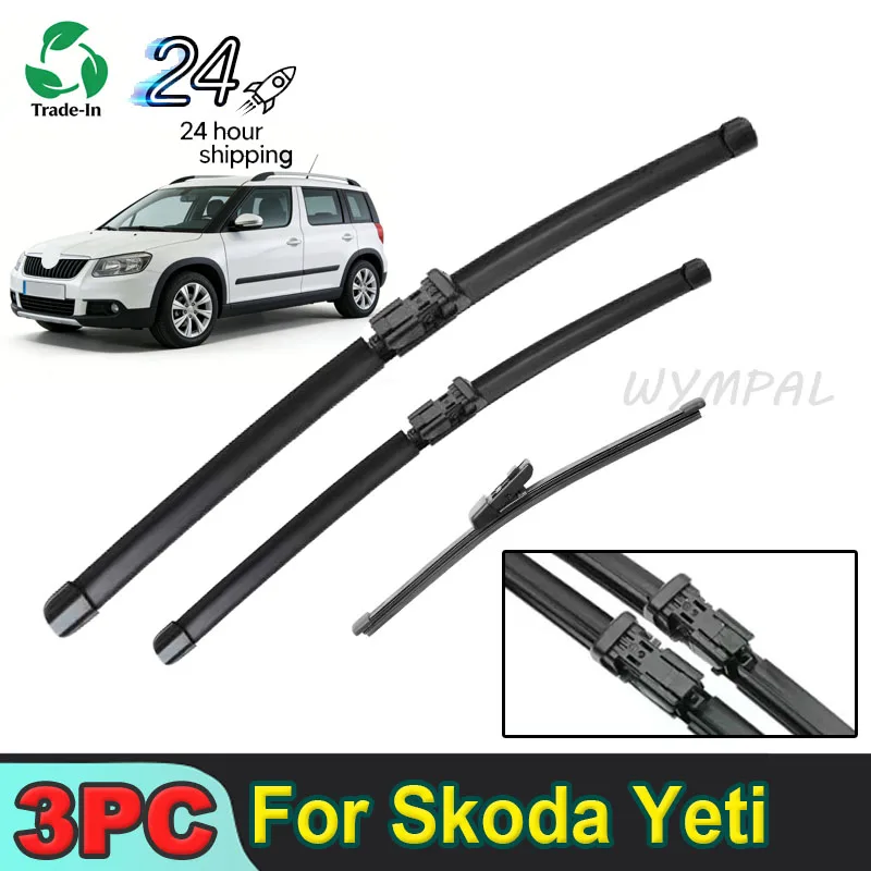 

3pc Wiper Front & Rear Wiper Blades Set For Skoda Yeti 2009 - 2017 Windshield Windscreen Window Rain Brushes 24"+19"+11"