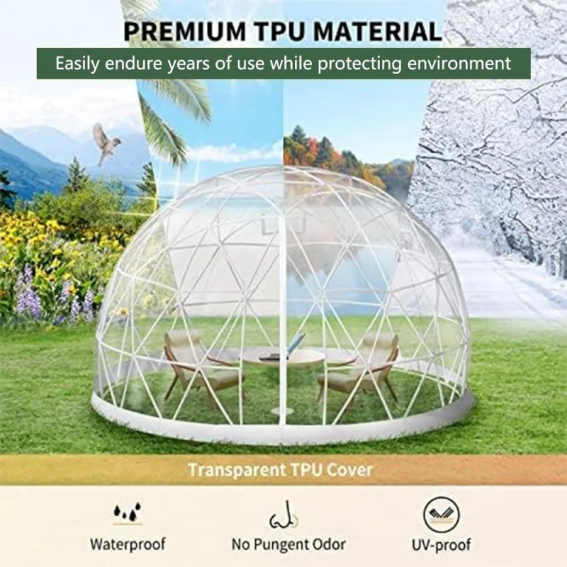 12FT Garden Dome Bubble Tent,Waterproof Clear Dome Tent,Geodesic Dome With Cover With PVC Cover, Door And Windows