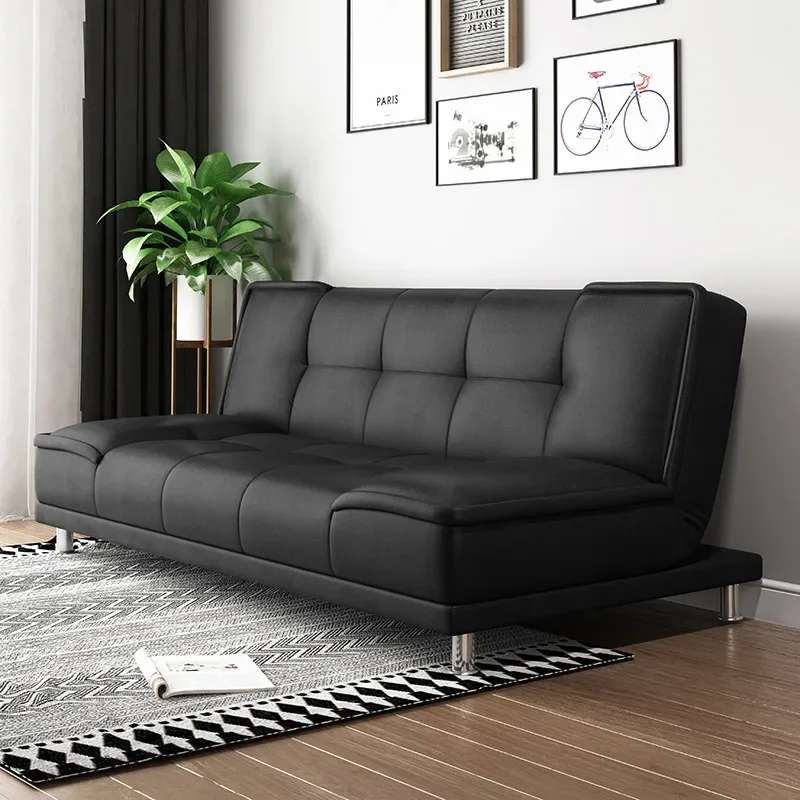 Three Person Leather Sofa Small Home Living Room Multi-function Sofa Lounge Folding Apartment Study Office Lunch Break