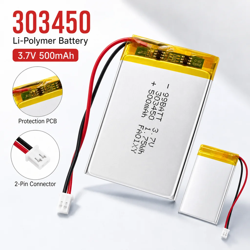 Rechargeable LiPo Battery 303450 3.7V 500mAh Li-Polymer Cell Portable Replacement For DVD Driving Recorder GPD Monitor Use