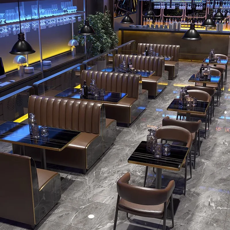 レトロインダストリアルスタイルバーチェアテーブルチェアセット寝室ホットポットミルクティーショップバー西洋レストラン透明ブース