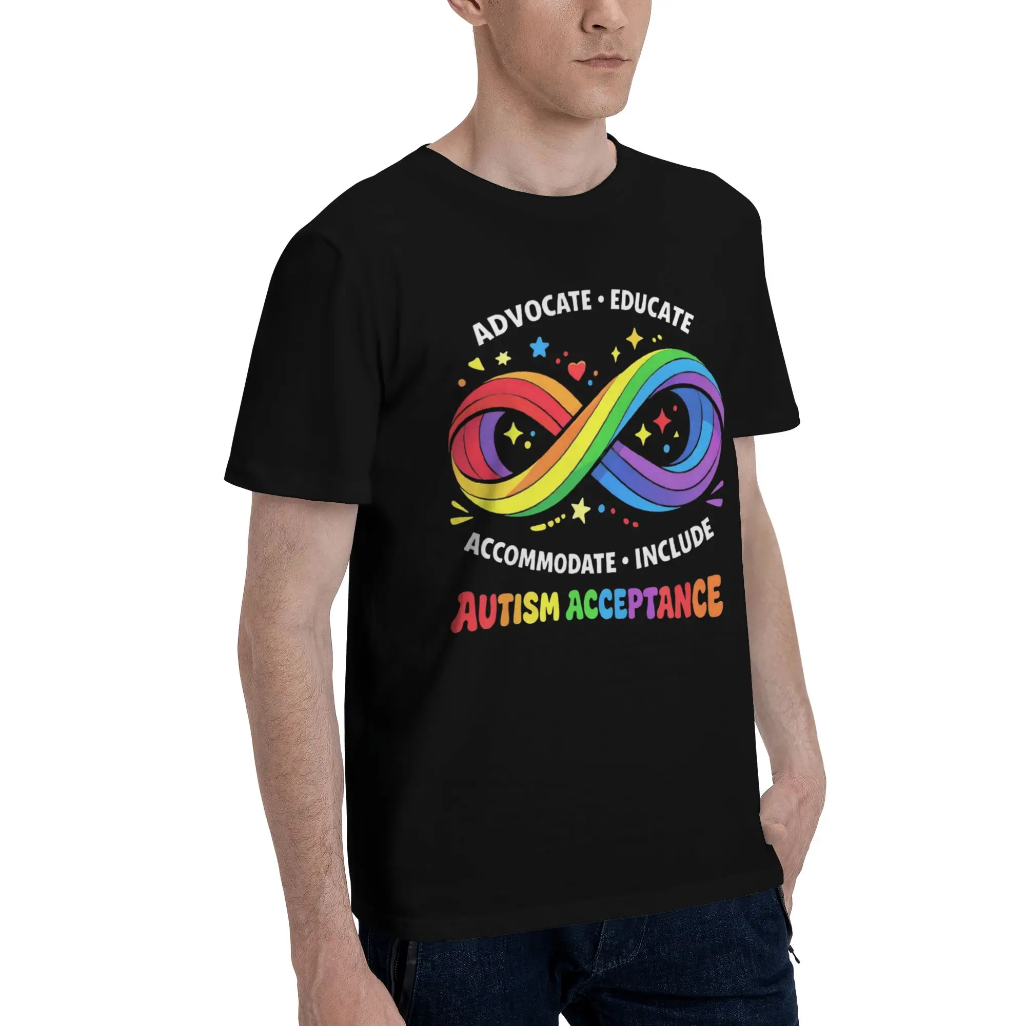 Fashion Autism Awareness Respect Love Support  T Shirt for Men Women  100% Cotton Tee Shirt Short Sleeve Clothing
