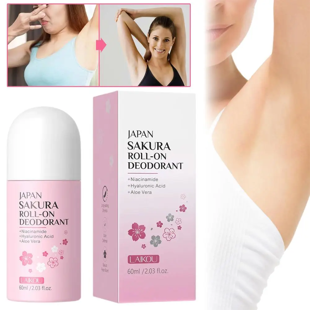 Giappone Sakura Profumo Roll On Deodorante 60ml Profumo Naturale di Lunga Durata Aroma Fresco Per Le Donne Degli Uomini H2S8