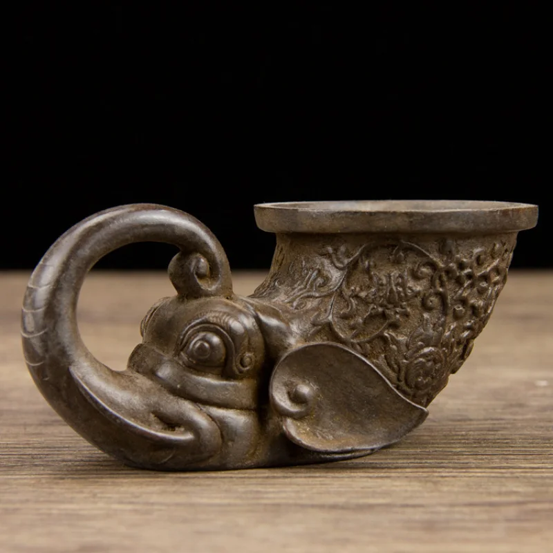 Antique Miscellaneous Collection Palace Imperial Use Eternal Auspicious Animal Head Wine Cup Home Decoration Ornament