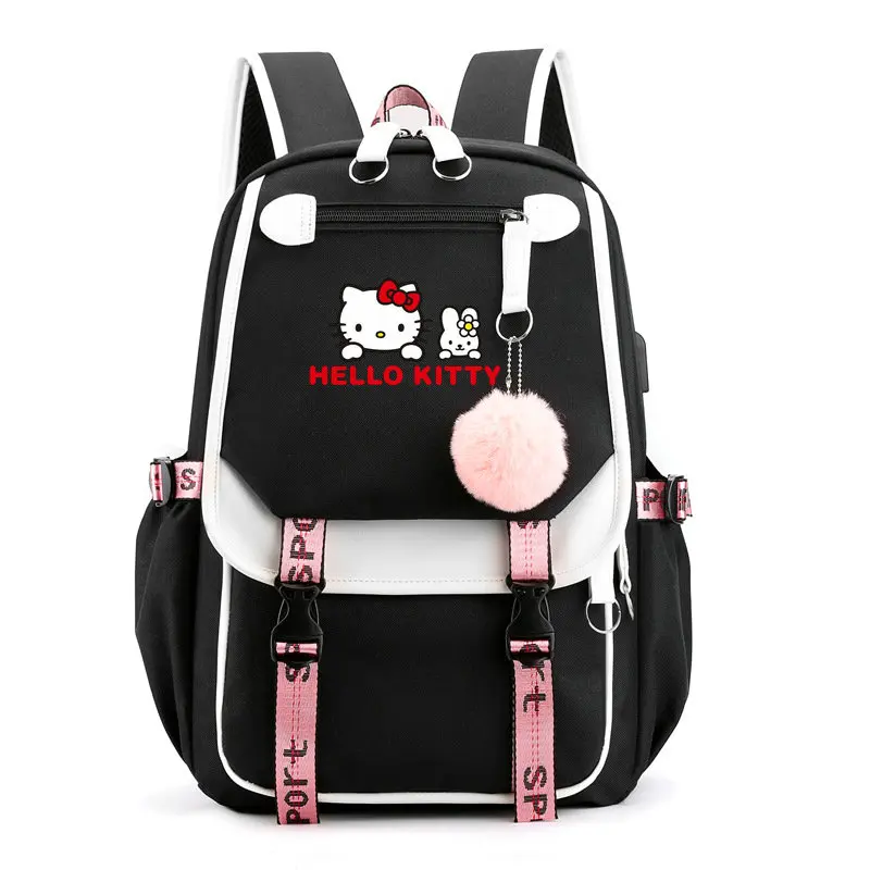 

Hello Kitty Backpacks USB Cartoon Printed Boys Girls School Bag Students Bookbag Teens Women Mochila Escolar