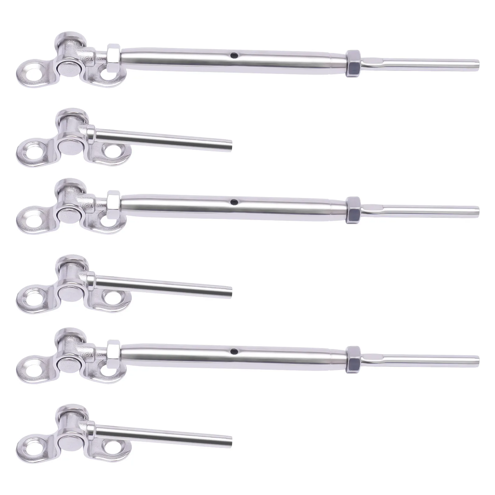 12-Pairs Railing Swage Threaded Studs with Turnbuckles, Adjustable Length (5-43in), 316 Stainless Steel for Outdoor Use