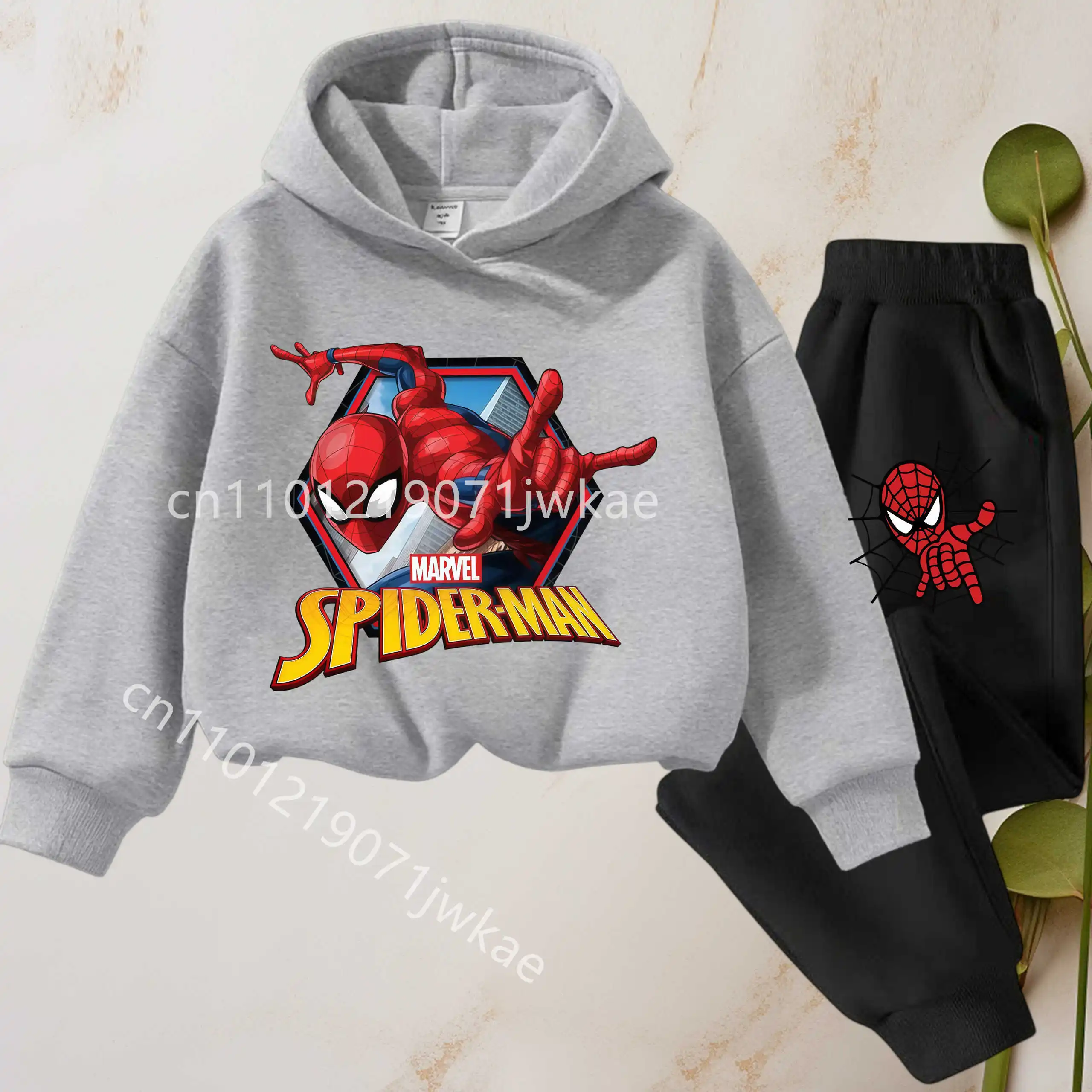 

Boys Cartoon Sweatshirt+Sweatpant 2pcs Kids Hooded Sport Pullover Suit Tracksuit Marvel Spring Autumn Children's Clothing Set