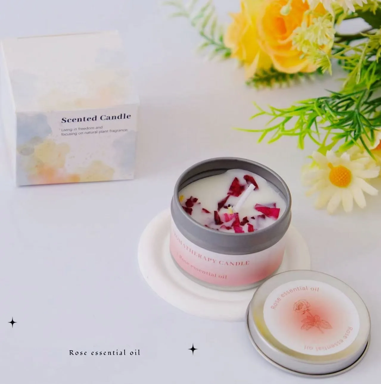 12 candele profumate senza fumo con fiori secchi in cera di soia per matrimoni, San Valentino e decorazioni per l'atmosfera domestica, regalo profumato