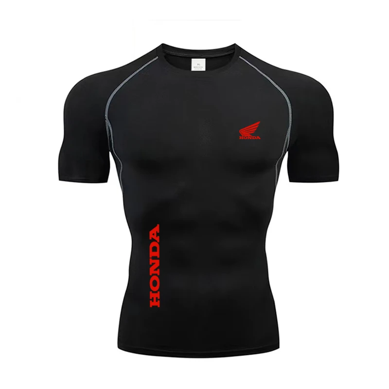 

Honda Red Wing Event Logo Men's Running Quick-Drying T-shirt Men's Compression T-shirt Gym Anti-collision Boxing Training Top