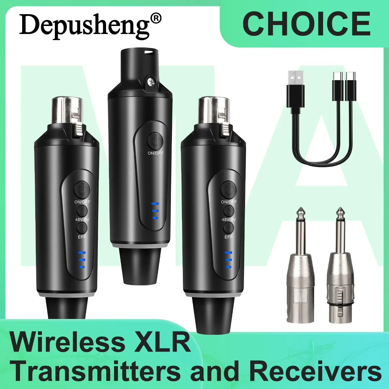 Wireless Microphone System XLR Mic Converter Adapter 2.4GHz Automatic Transmitter Setup For Condenser Dynamic Mic