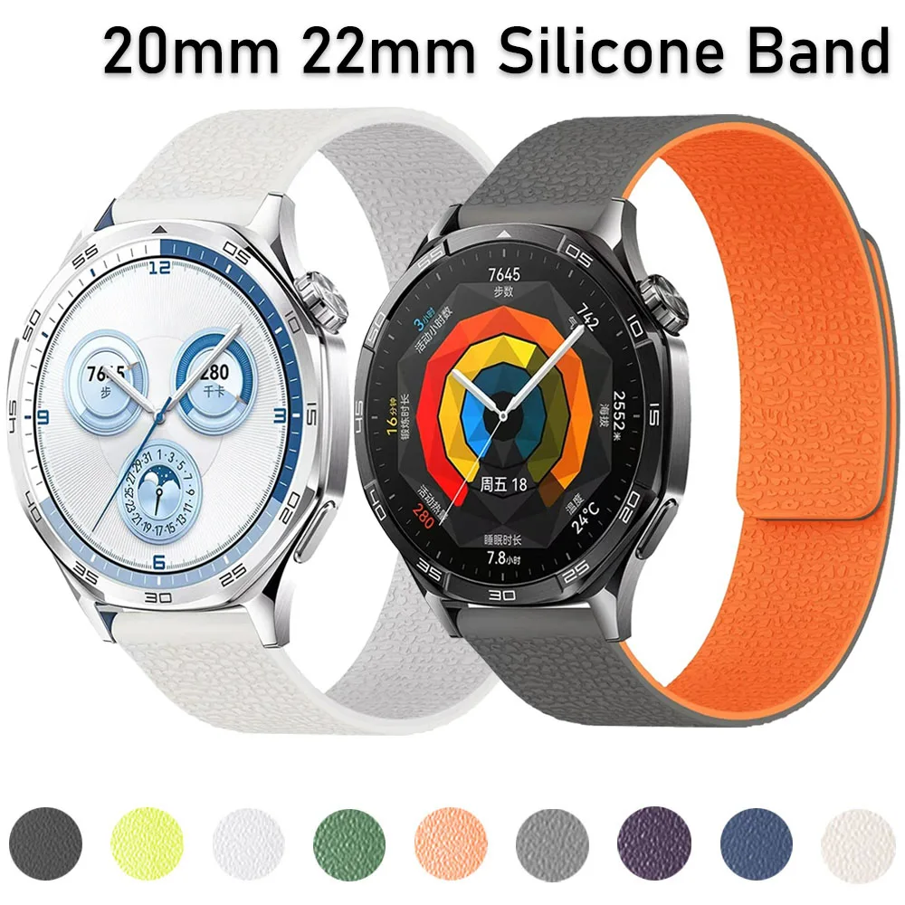 حزام سيليكون مغناطيسي لساعة هواوي 5/4/Pro/GT5 GT4 GT3 46 مللي متر سوار معصم رياضي كوريا لساعة Amazfit Active 2/Balance 2 1/Bip 6