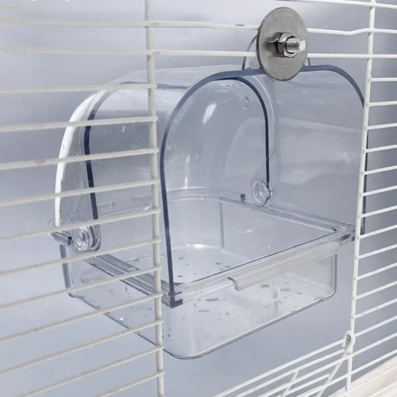 Bird Bath Tub Birdcages External Bathroom Cage Mounted Clear Shower Room Nonspill Bird Bathing Tub for Parakeets