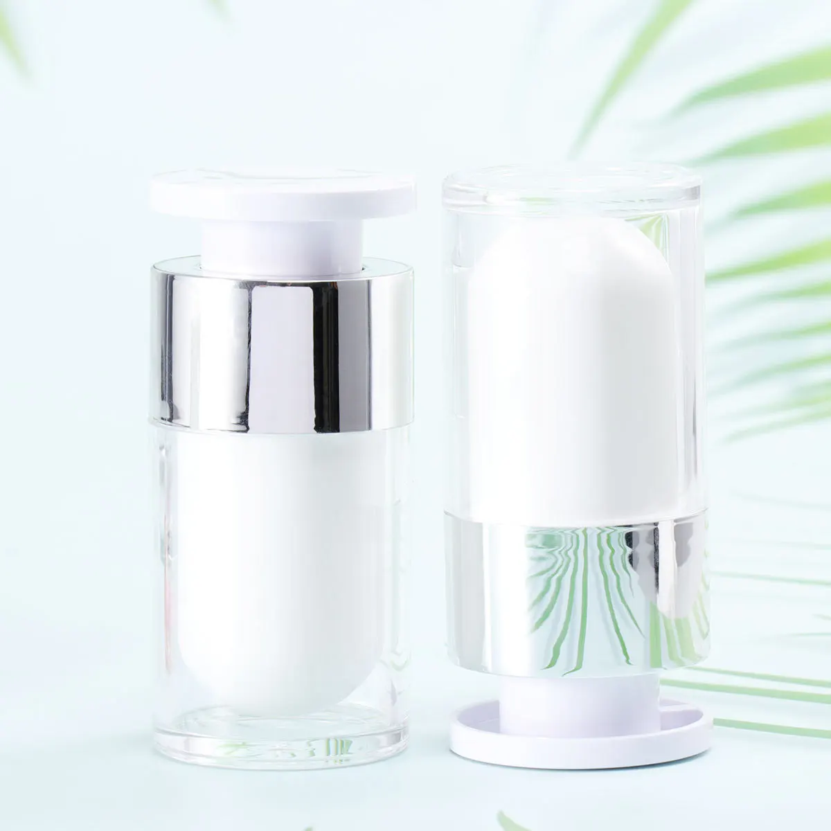 2 個の真空ボトル 15 ミリリットル アクリルプラスチック密封された旅行用容器 クリーム メイク落とし 香水 軽量