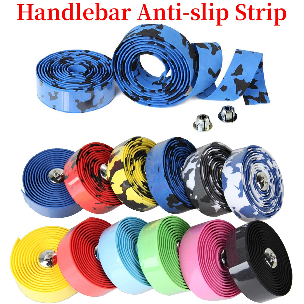 2pcs Bicycle Handlebar Tape Cork Handlebar Tape Steering Wheel Cover Cycling Handle Non-slip Belt Rubber Tape Bike Bandage