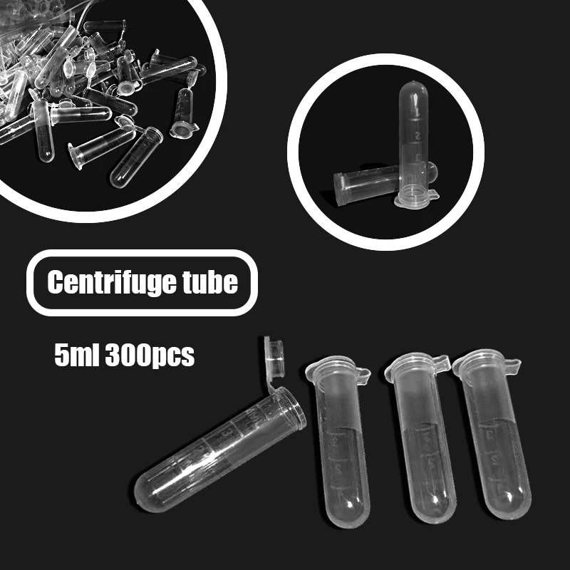 300Pcs 5ML Snap Cap Round Bottom Centrifugal Tube Transparent Free-standing With Scale Laboratory Analysis Equipment