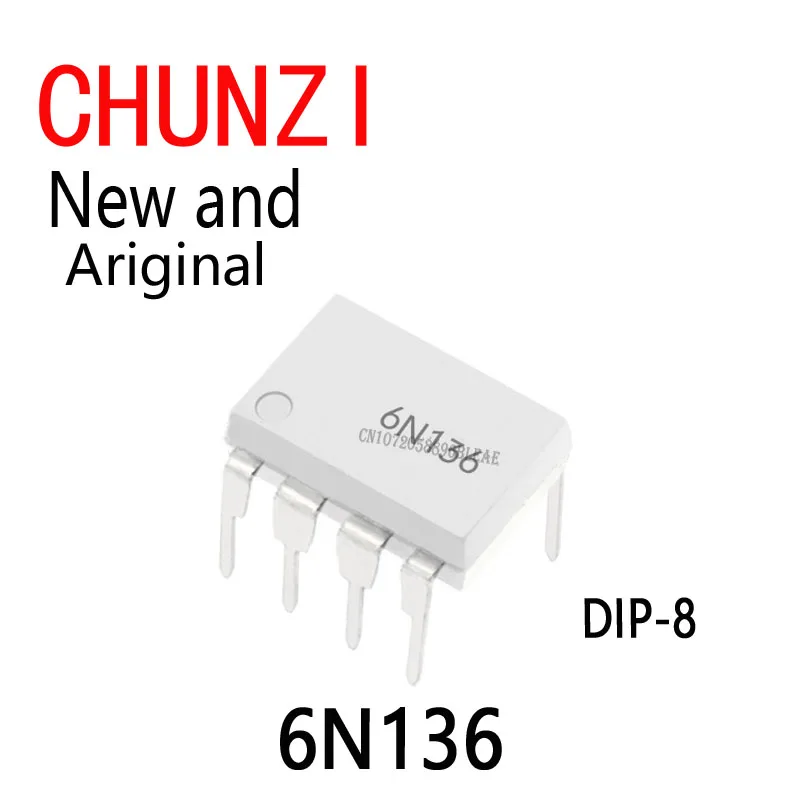 10pcs New and Original Photoelectric Coupler DIP-8 6N136