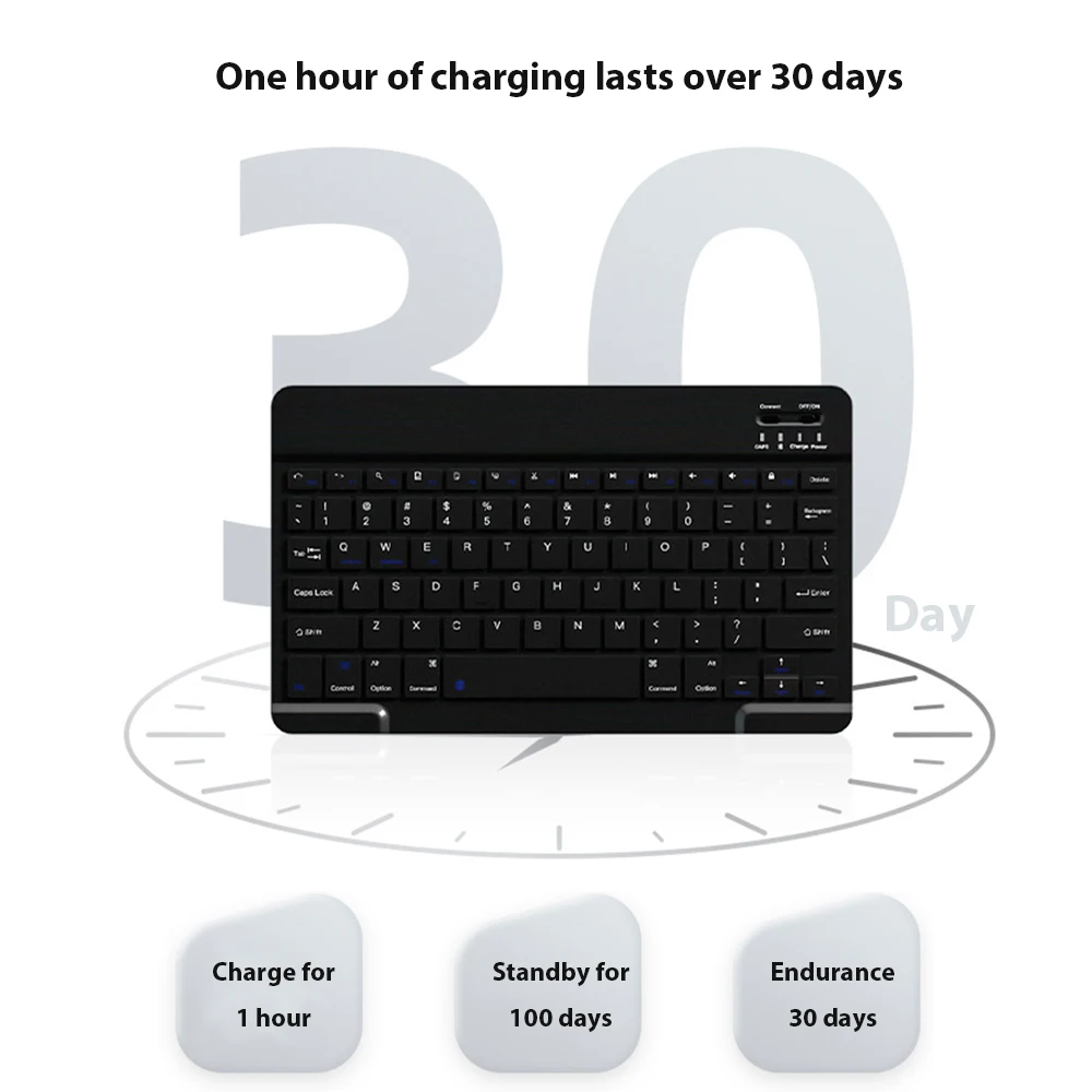 Bluetooth Wireless Keyboard with Mouse Portable Mini Rechargeable Keyboard for iPad Tablet Android iOS Windows Laptop