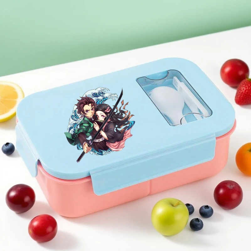 

Demon Slayer Kimetsu No Yaiba Lunch Box with Spoon Boy Girl Kawaii Anime Dinner Pail Sealed Large Capacity Bento Boxes Fruit Box