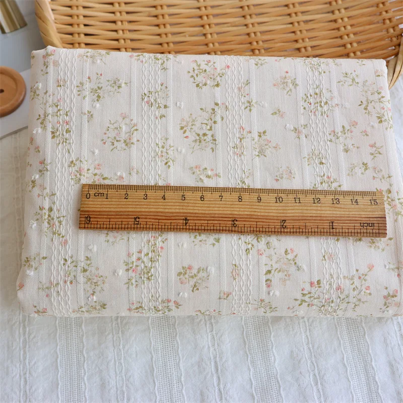 145 x 50 cm gestreifter Jacquard-Stoff aus reiner Baumwolle mit kleinem Blumenmuster, DIY-Stoff für Kinderkleidung, Vorhänge, Röcke – Detail 10