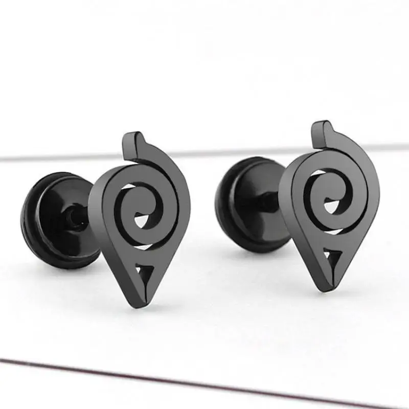 New Anime Naruto Titanium Steel Earrings Cosplay Props Character Naruto Sasuke Steel Earrings Stainless Steel Jewelry Gift