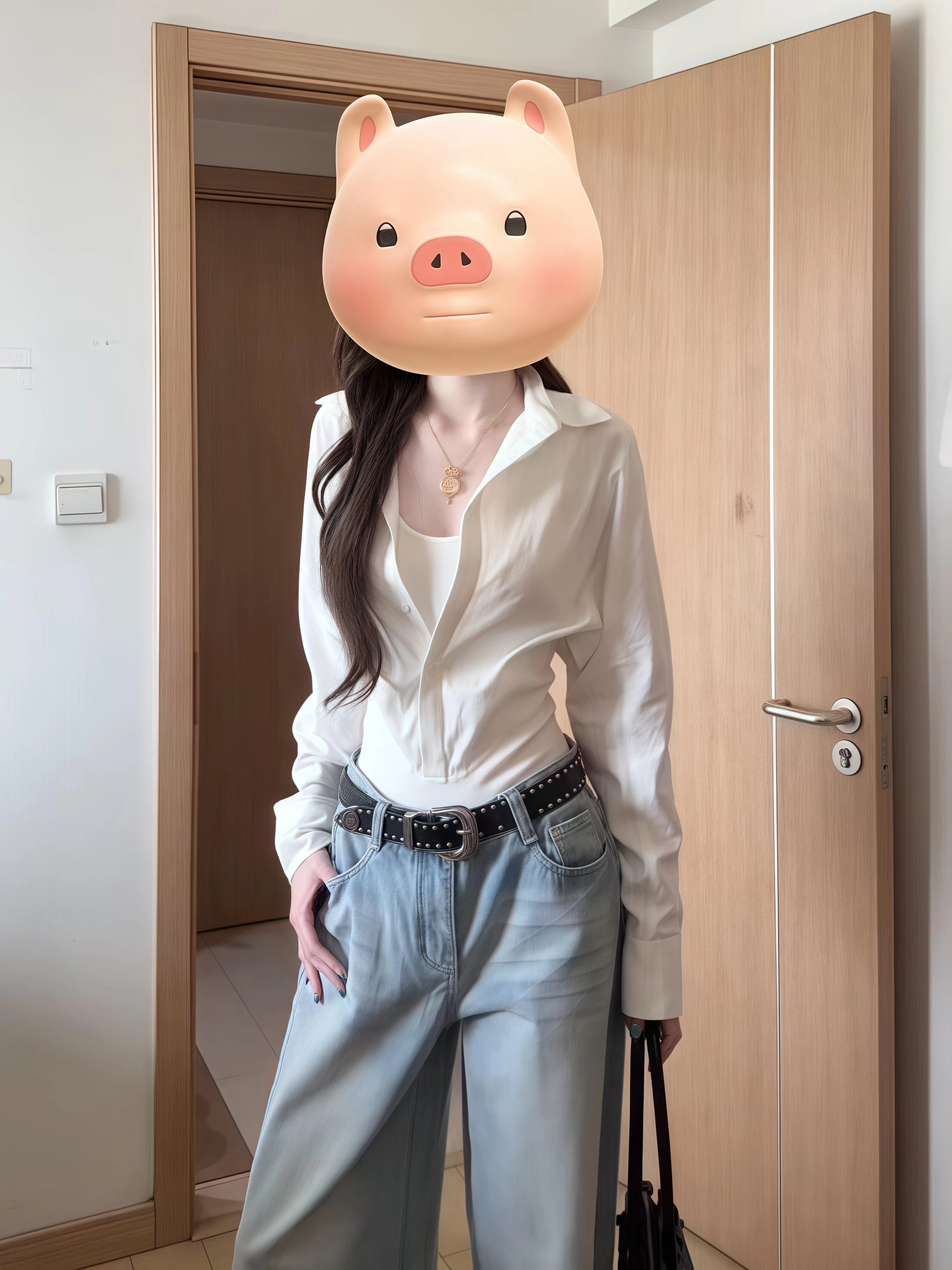 

Slimming Pure Desire Fake Two-Piece Long Sve White irt Women's Spring Spicy ortie Sle Flared Collar Rer