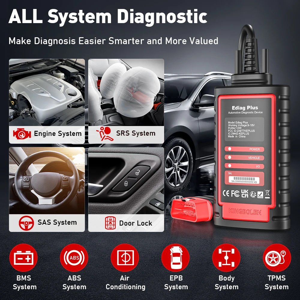 [ All Digital SN] KINGBOLEN Ediag Plus CAN FD Protocol All System Car Diagnostic Tools ECU Coding Active Test OBD2 Scanner