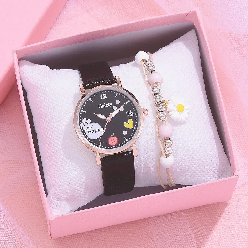 Orologi per bambini Orologio da polso per bambini carino rosa Orologio al quarzo modello cartone animato Set per ragazze Orologio da studente di moda Relogio Feminino