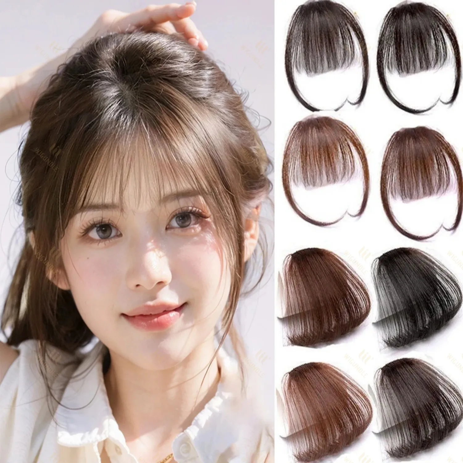 

Synthetic Fake Invisible Air Bangs Hair Extension Front Fringes Hairpiece Black Brown Hair Accessories for Women