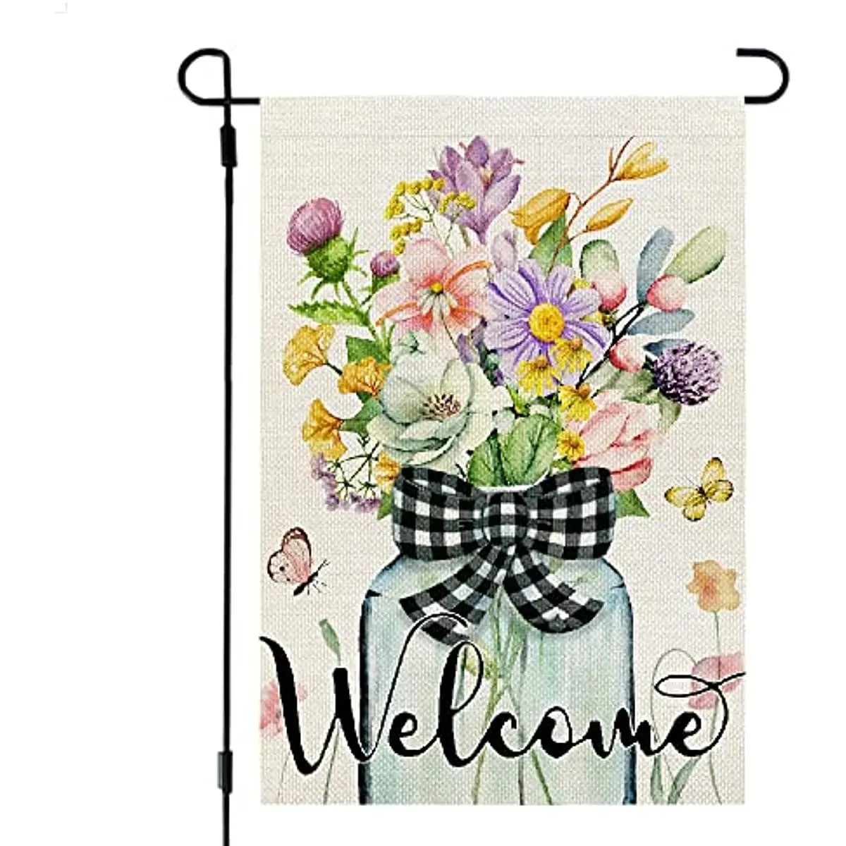 Spring Garden Flag Floral 12x18 Inch Double Sided for Outside Welcome Burlap Small Yard Holiday Decoration