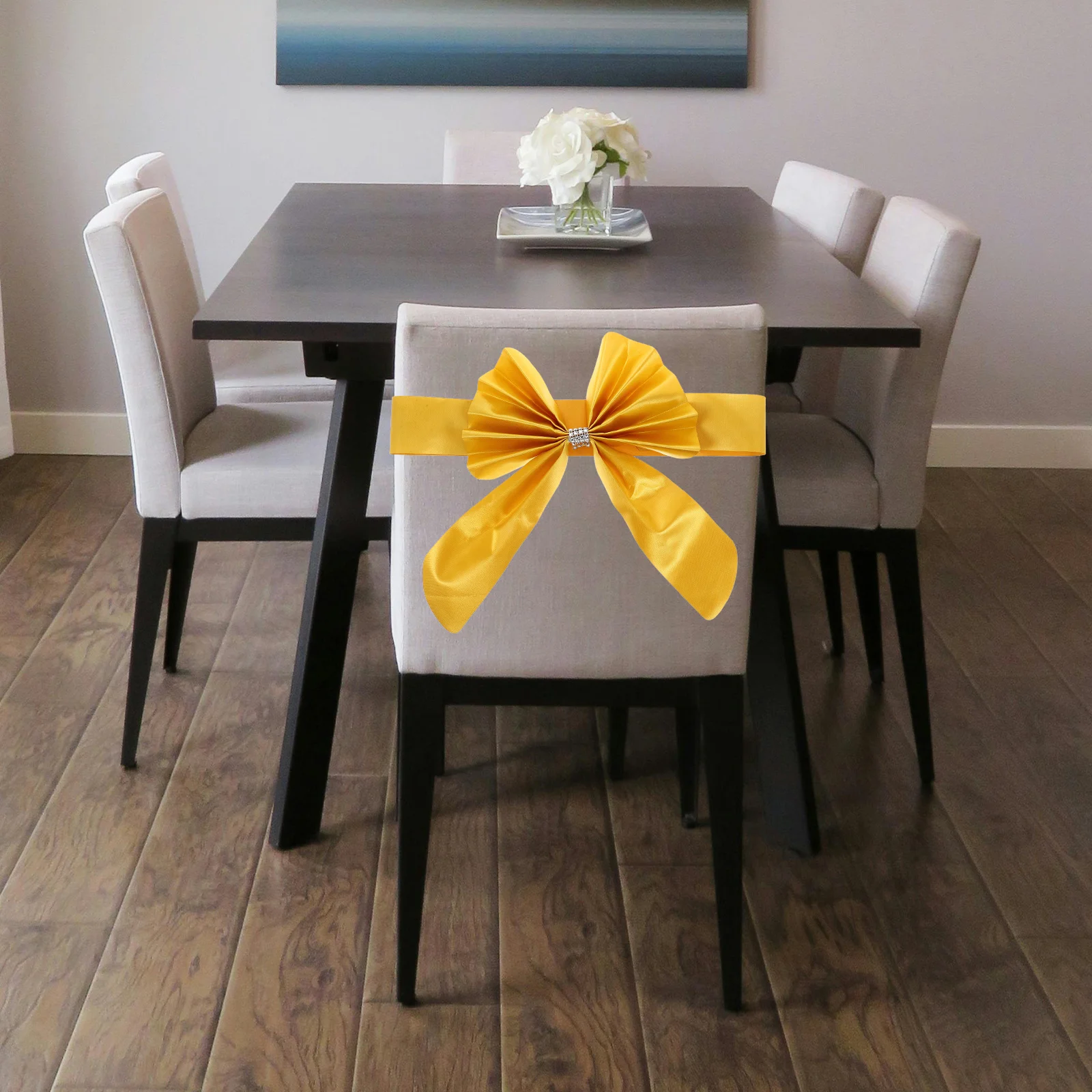 

Spandex Chair Sashes Elastic Bowknot Design Stretchy Chair Covers for Wedding Banquet Hotel Dining Decoration Buckle Slider