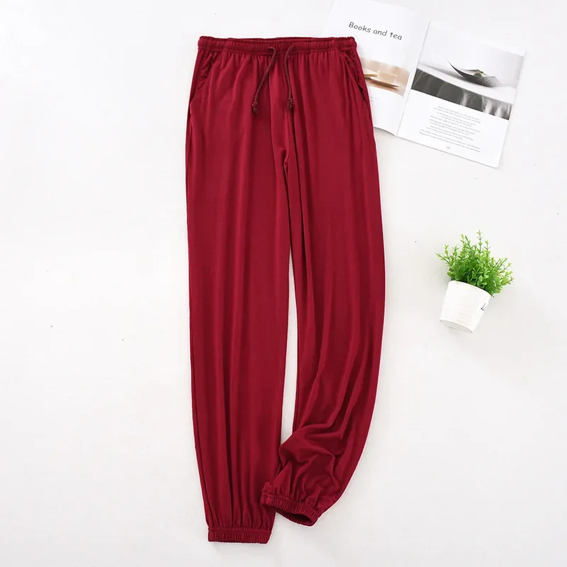 Pijamas japoneses para hombre, pantalones de modal para el hogar, pantalones cónicos elásticos sueltos, pantalones de pijama de talla grande,