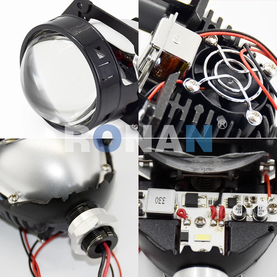 Ronan 40W 3inch Bi-Led Projector Lens 4.3K 6K 2000LUX for H1 H4 H7 9005/9006 Socket Car Headlight Retrofit Upgrade Full Kit
