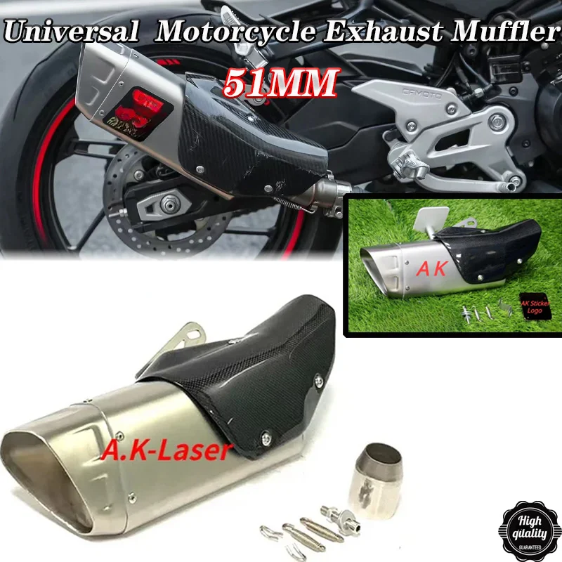 

Universal 51mm Motorcycle Exhaust Muffler Escape Silencer AKR for KTM RC 125 250 390 for Ninja Z 400 250 Z900 ZX6R YAMAHA R6