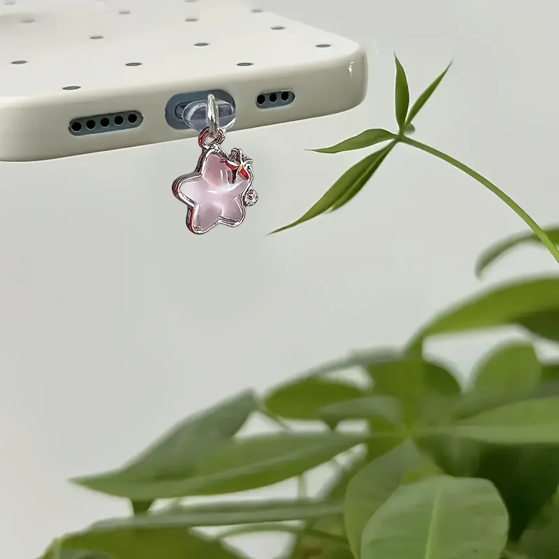 

Beautiful Crystal Pentagram Phone Dust Plug Pendant Accessories Decoration For Iphone Type-c Port Dust Plug Water Diamond