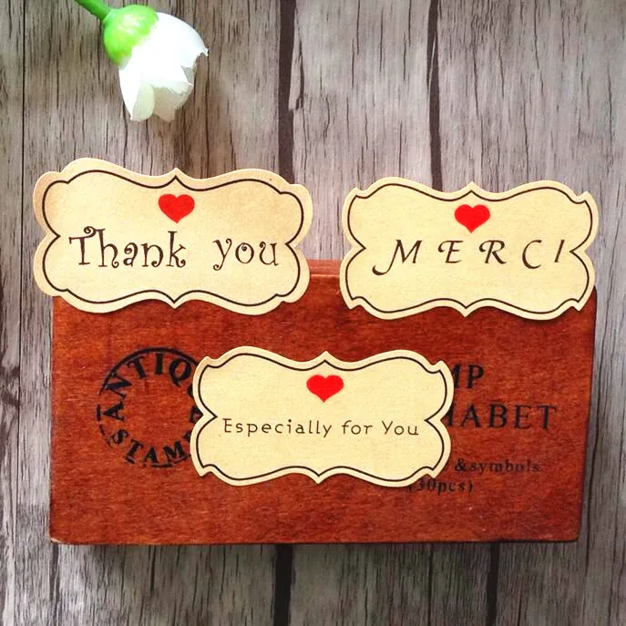 80pcs/pack MERCI Thank You Especially For You Three Design Adhesive Stickers For Flowers Gifts