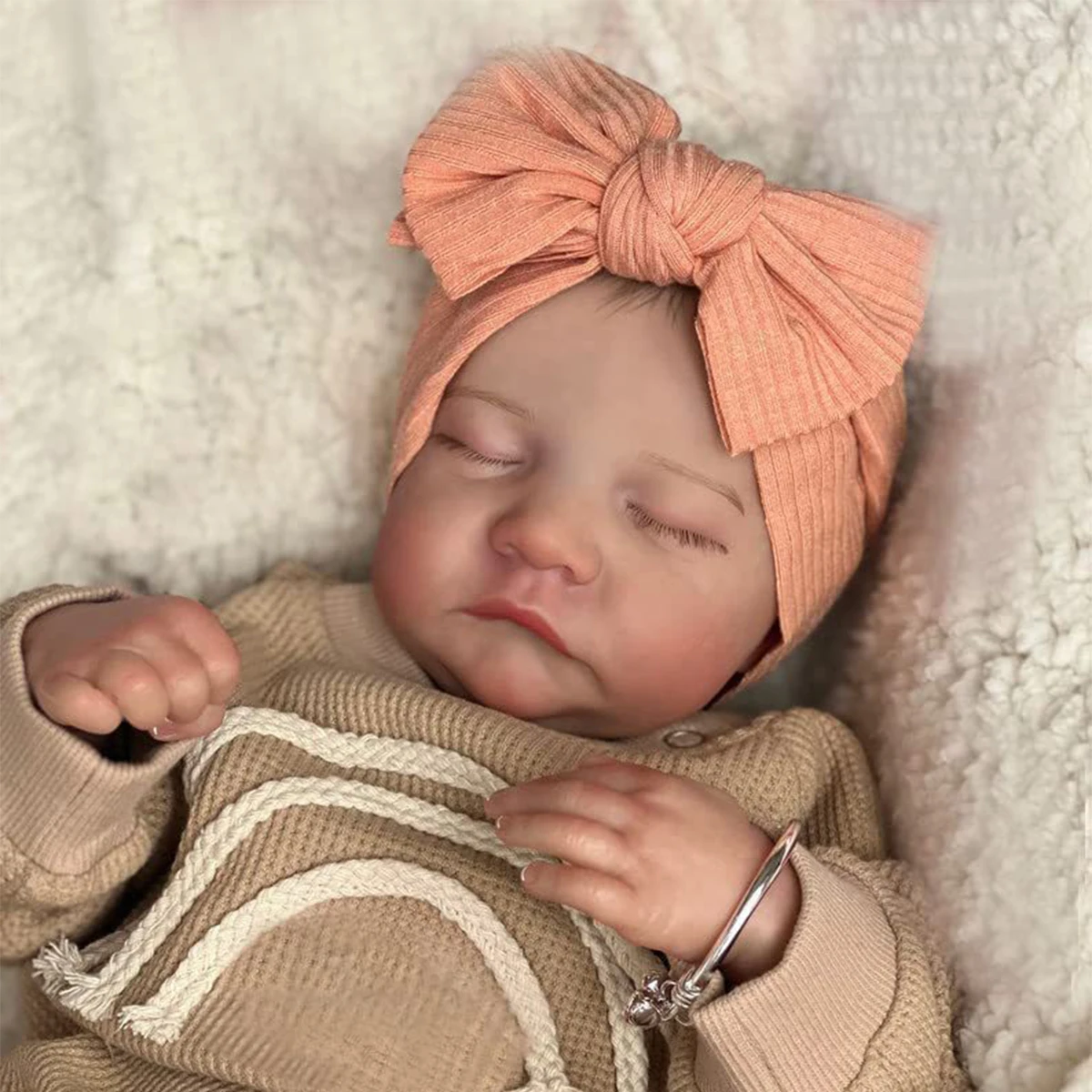 

Baby Doll Completed Painting Sleep Vinyl Newborn Baby 3D Skin Visible Vein Collection Art Doll Rebirth Doll Gift