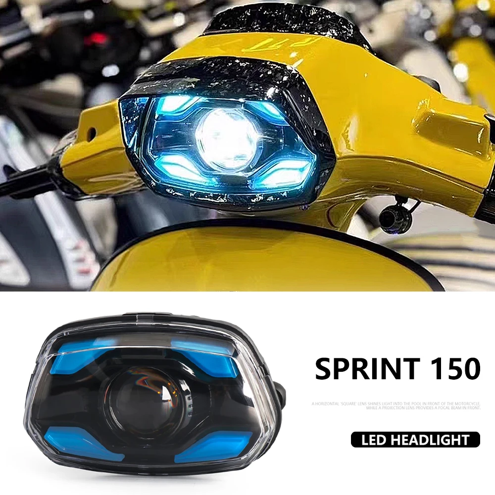

For Vespa Sprint 150 Sprint150 SPRINT 150 2023 2024 2025 New Motorcycle Accessories LED Headlight Durable Front Head Light Blue