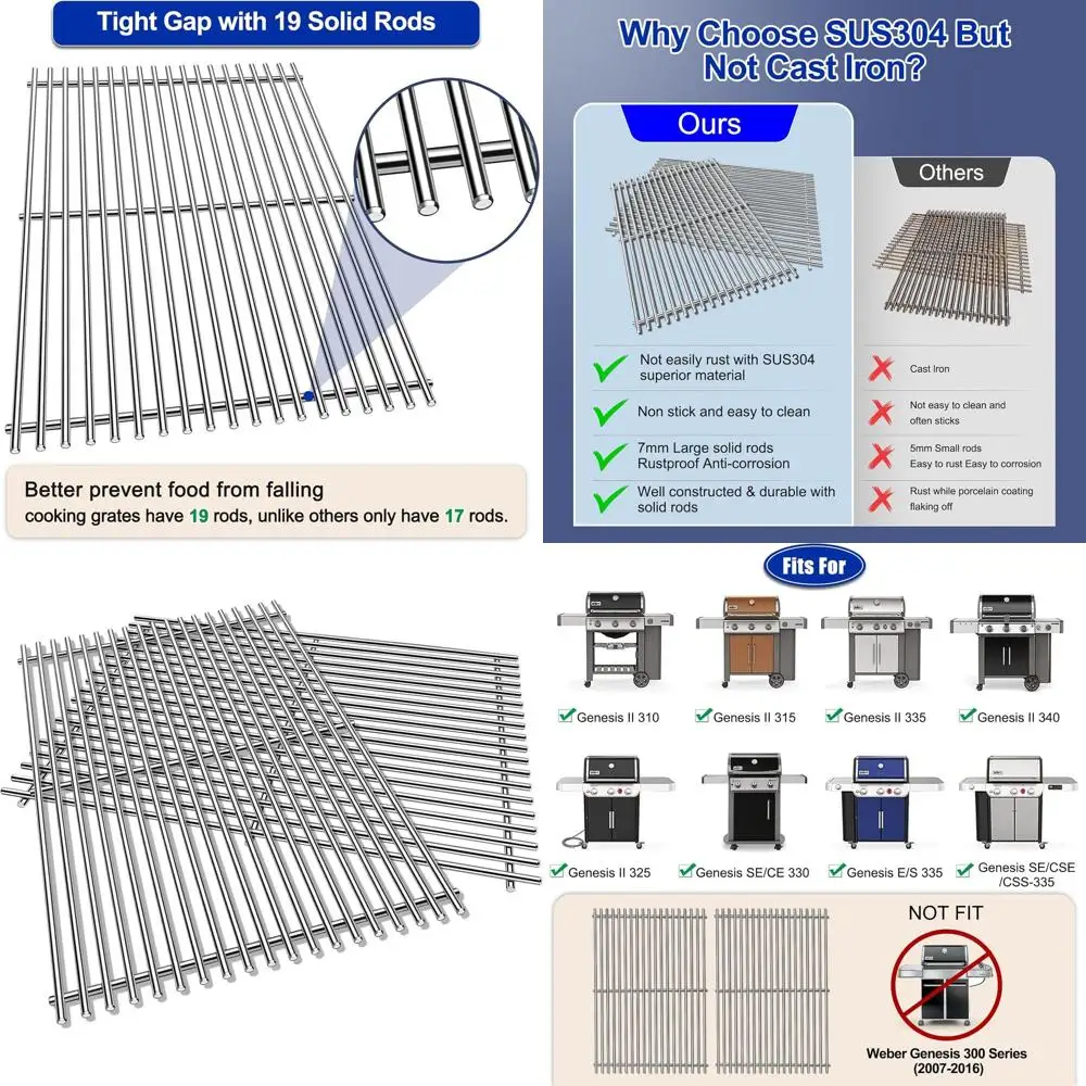 

Сменные решетки для газовых грилей Genesis II 300 и LX 300, размер 18,75 дюйма.