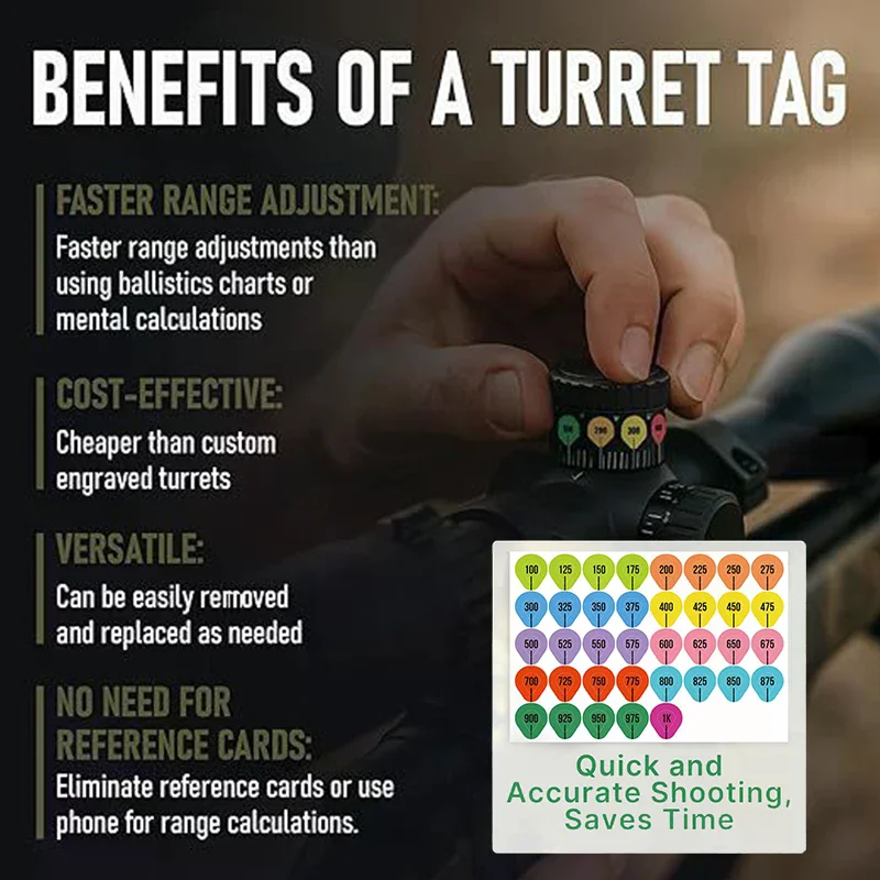 

5/10 листов наклейки на турель для прицела, бирки для турели для прицела для охоты на большие расстояния, подходят для большинства колпачков для прицела