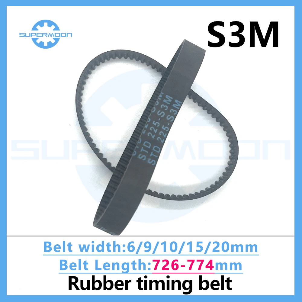 S3M Cinghia sincrona dentata lunghezza 726 732 738 741 744 750 753 756 762 765 768 774mm Larghezza 6-20mm Cinghia di trasmissione di potenza