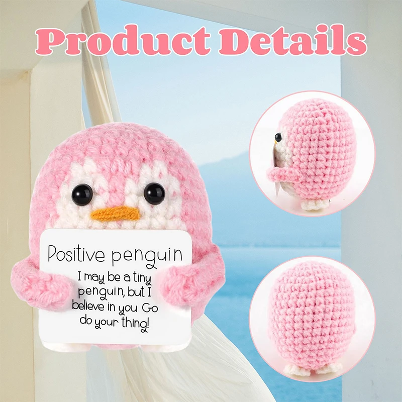 لطيف الطاقة الإيجابية البطريق القرش السلاحف دمية مع بطاقة محبوك الحلي مضحك اليدوية الكروشيه عيد الميلاد هدايا عيد الميلاد السنة الجديدة #5