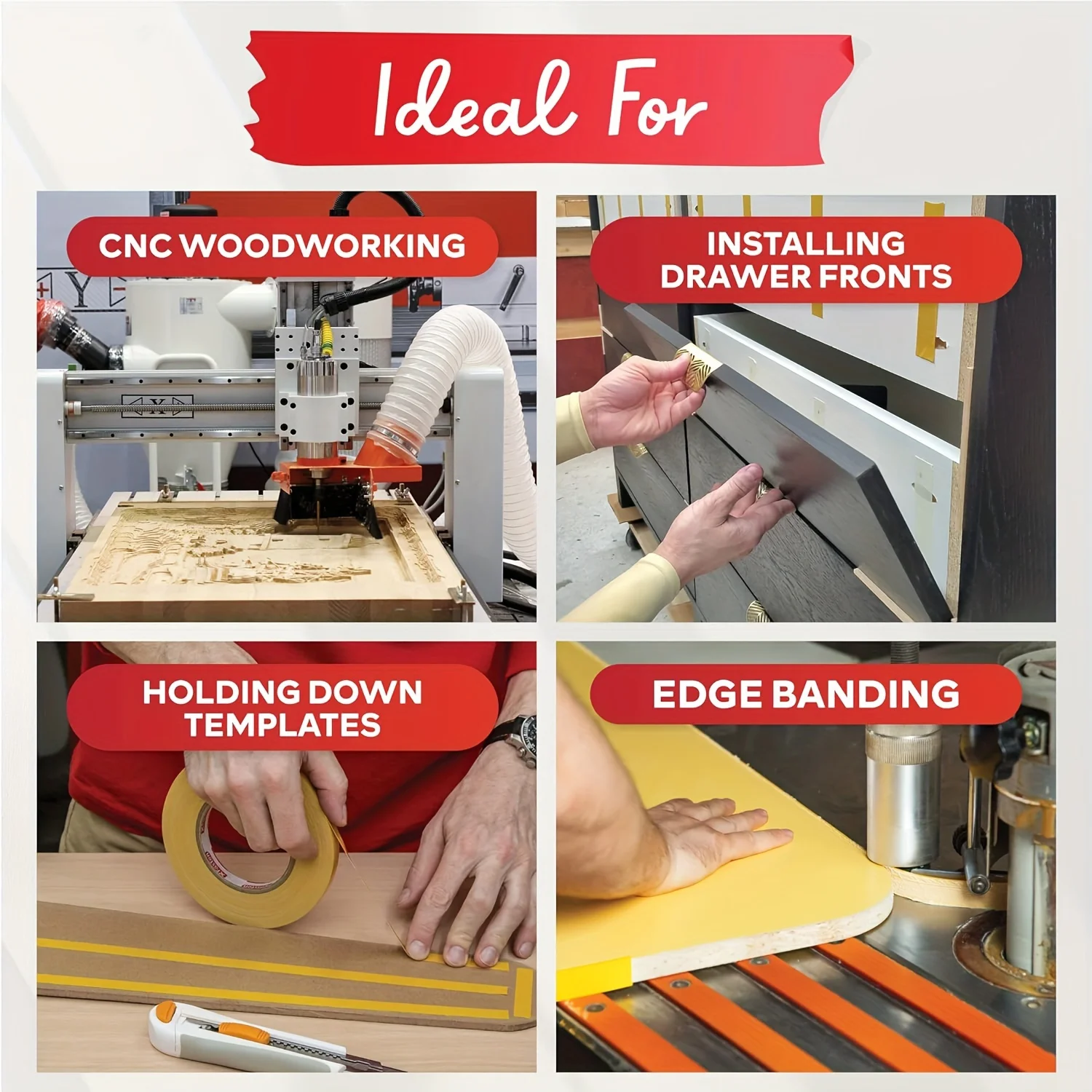 1pc Strong Double Sided Woodworking Tape | Removable, No Residue, for Woodworking, CNC Processing, Handmade Crafts