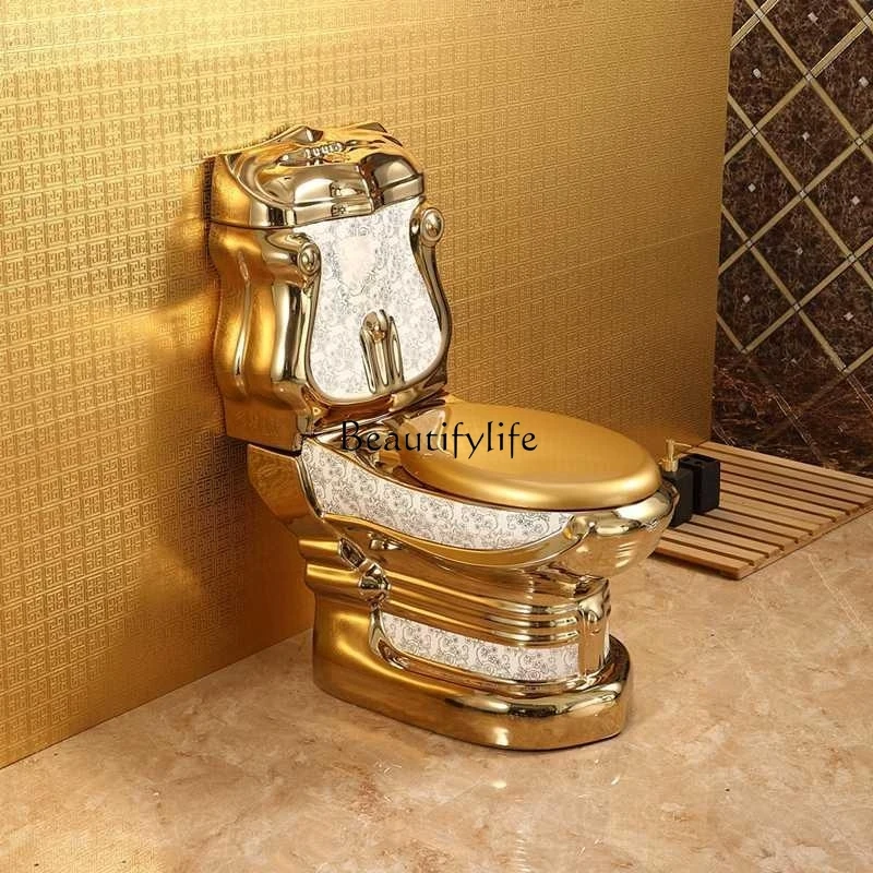 

*European creative golden toilet super swirl siphon silent toilet